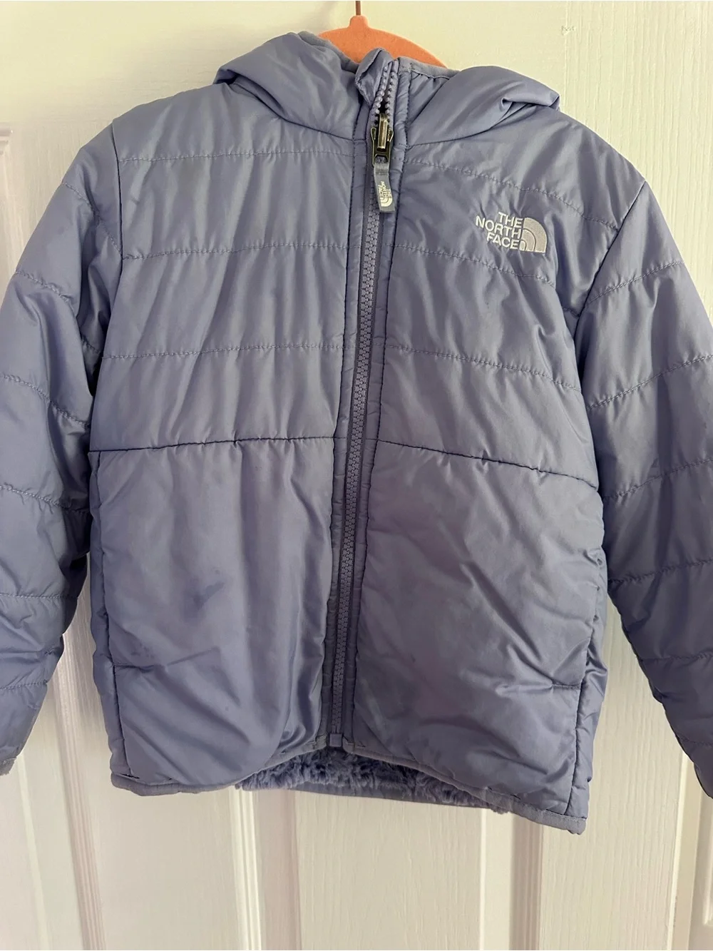 The North Face Kids Light Purple Hooded Puffer Jacket